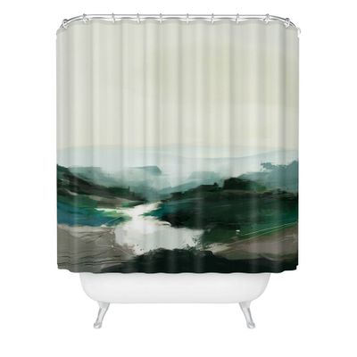 Dan Hobday Art Highland View Shower Curtain Beige - Deny Designs: Abstract Pattern, Microfiber, Machine Washable