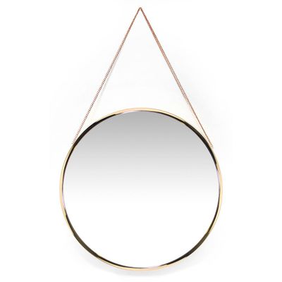 17.5 Franc Round Hanging Wall Mirror with Metal Chain - Infinity Instruments: Decor