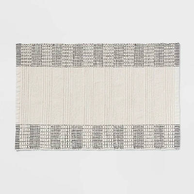 24x36 Oversized Modern Chenille Bath Rug Black/White - Threshold