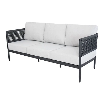 International Concepts Woven Abaca Rope Outdoor Patio 3 Seater Sofa with Cushions