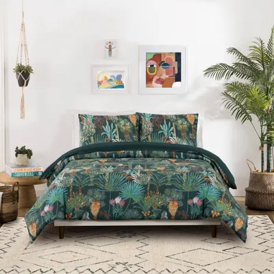 Justina Blakeney for Makers Collective 3pc  Phoenix Duvet Cover Bedding Set: Contemporary Cotton Slub, Button Closure