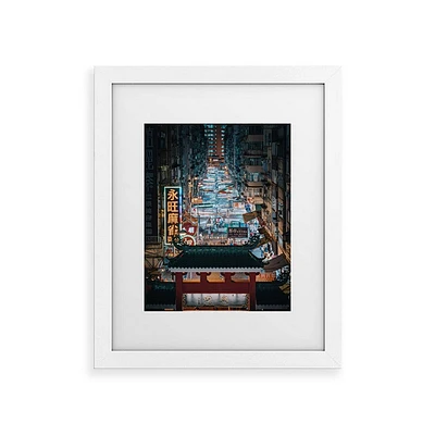 Deny Designs 11x14 Tristan Zhou Hong Kong Market Street: Modern MDF Wood Frame, Digital Art Print