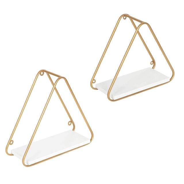 Kate & Laurel All Things Decor 2pc Tilde Triangle Accent Shelf Set  : Modern Geometric Floating Display, Easy Mount