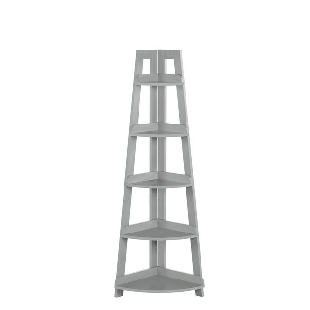 RiverRidge Amery 5-Tier Tall Corner Ladder Shelf Tower with Display Shelf and Corner Storage for Bathroom, Living Room