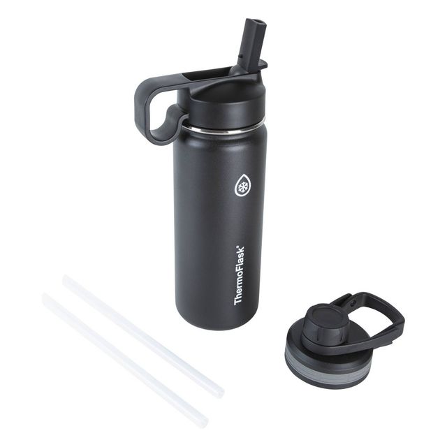 Thermoflask 24oz Insulated Stainless Steel Bottle 2 In 1 Chug And Straw Lid  Black : Target