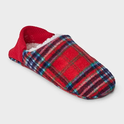 Adult Tartan Plaid Faux Shearling Lined Slipper Socks with Huggable Heel & Grippers