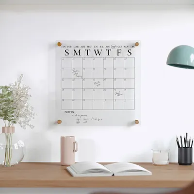 Martha Stewart Acrylic Monthly Dry Erase Wall Calendar Black Print Clear