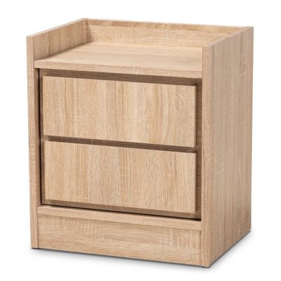 2 Drawers Hale Wood Nightstand  - Baxton Studio