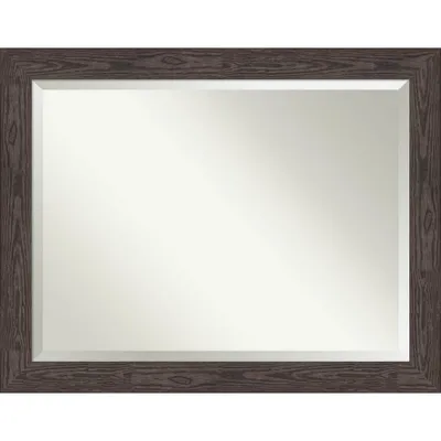 46 x 36 Beveled Bridge Black Wood Wall Mirror - Amanti Art: Modern, Rectangular, Wall-Mounted