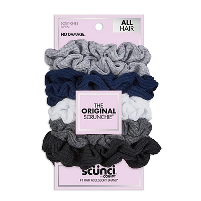 scnci No Damage Thermal Scrunchies - Gray/Blue/White/Charcoal/Black - All Hair - 10pk