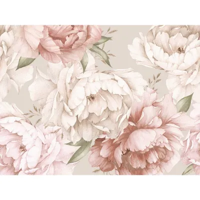 Watercolor Floral Peel and Stick Wallpaper Mural Pink - RoomMates