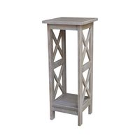 Solid Wood X Sided Plant Stand Washed Gray Taupe