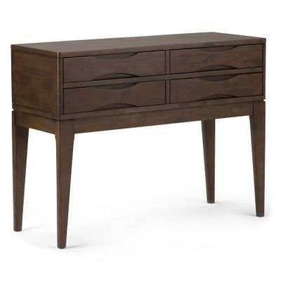 40 Pearson Solid Hardwood Hallway Console Table Walnut Brown - WyndenHall: Mid-Century, 4 Drawers, Entryway Storage