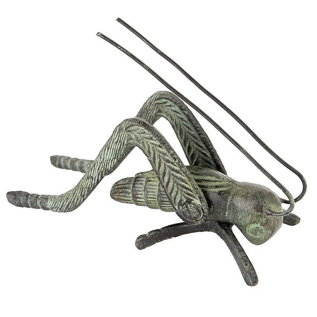 2 Brass Hearth Cricket Decorative Figurine  - ACHLA Designs: Outdoor Garden Accent, No Battery Required