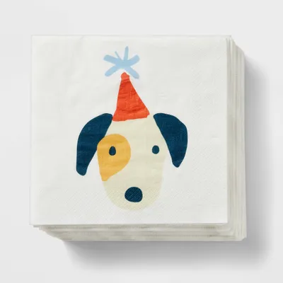20ct Dog Print Paper Napkins White - Spritz