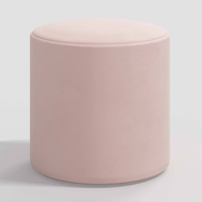 Skyline Furniture Round Thalia Ottoman in Velvet : Luxe Padded Footrest, Pine Frame, No Assembly Required