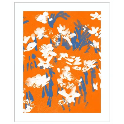 33 x 41 Mandarin Meadow Flowers by Jenny Frean Wood Framed Wall Art Print - Amanti Art