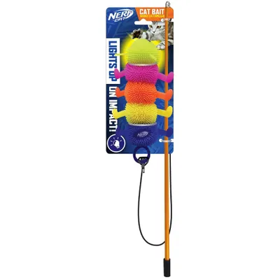 Nerf Cat 6 Soft LED Caterpillar with Wand Cat Toy