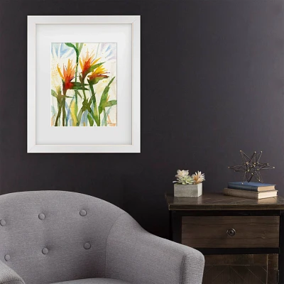 Trademark Fine Art 16x20 Sheila Golden Birds of Paradise Matted Framed Art White