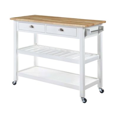 American Heritage 3 Tier Butcher Block Kitchen Cart with Drawers  - Breighton Home