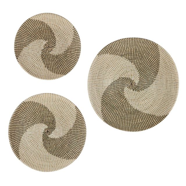 Seagrass Plate Handmade Basket Wall Decor Set of 3  - Olivia & May: Eclectic Rattan Art, Indoor Bohemian Decor