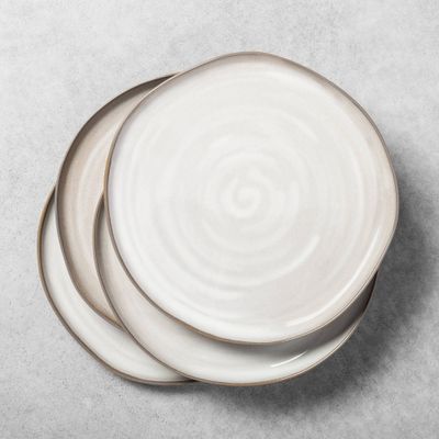 10.5 4pk Stoneware Reactive Glaze Dinner Plate Set Gray - Hearth & Hand with Magnolia: Farmhouse Style, Microwave Safe