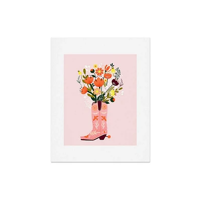 Deny Designs 16x20 Showmemars Pink Cowboy Boot and Wild Flowers Unframed Art Print