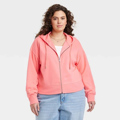 Women Cropped Full Zip Hoodie Sweathirt