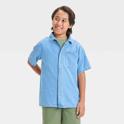 Boy Short Sleeve Denim Button-Down Shirt