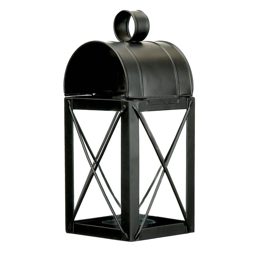 11 x 5.625 Tealight/Votive Iron/Glass Travis House Outdoor Lantern Candle Holder Black Powder Coat Finish - Achla Designs: Traditional Style