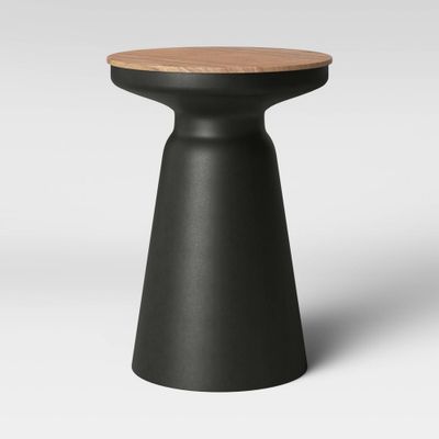 Gino Turned Drum Accent Table Black - Threshold