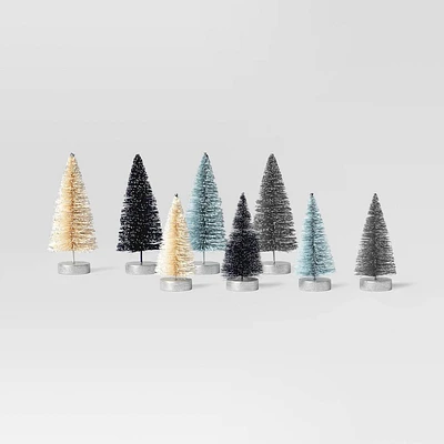 Christmas Set of 12 Mini Bottle Brush Trees Blue - Threshold