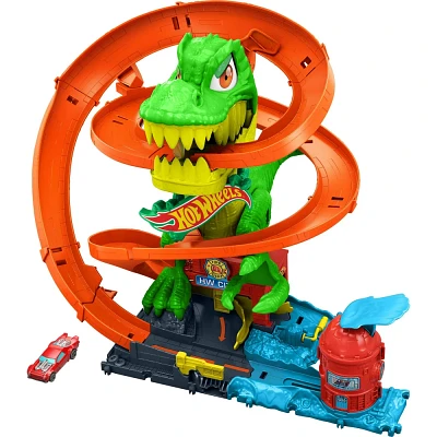 Hot Wheels Jurassic World T-Rex vs Fire Station Playset