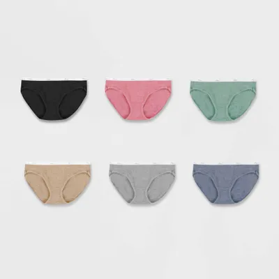 Hanes Womens 6pk Cotton Ribbed Heather Hipster Underwear