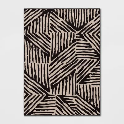 Abstract Lines Rug Black/Tan - Threshold: Tufted, & -Resistant