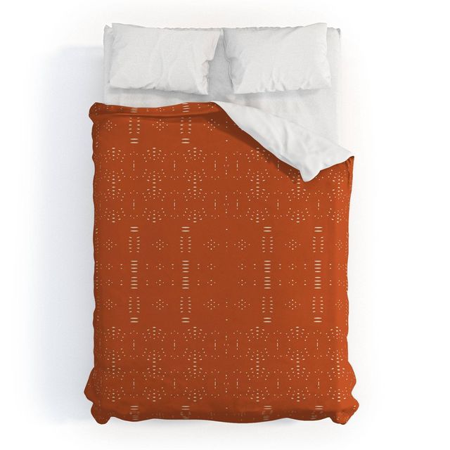 King Grace Saona Pattern Terracota 100% Cotton Duvet Set Orange - Deny Designs