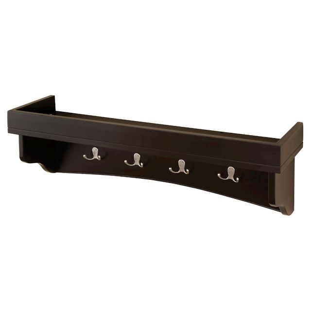 36 Coat Hooks with Tray  - Alaterre Furniture: Entryway Wall Organizer, No Assembly Required