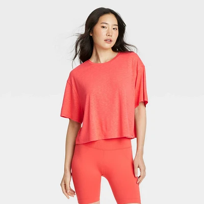 Women Boxy Open Back Cropped Short Sleeve Shirt