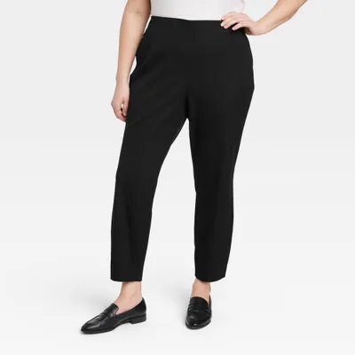 Womens High-Rise Slim Fit Ankle Pants - A New Day Black 17
