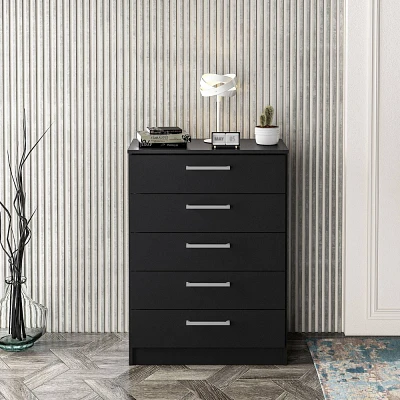 Polifurniture Juliette 5 Drawer Dresser Black