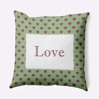 16x16 Valentines Day Love Square Throw Pillow Fresh Green - e by design