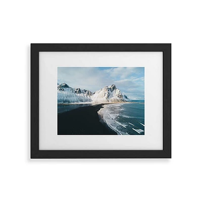 Deny Designs 8x10 Michael Schauer Iceland Mountain Beach Black Framed Art Print: Modern Gallery-Style, Digital Abstract Wall Canvas