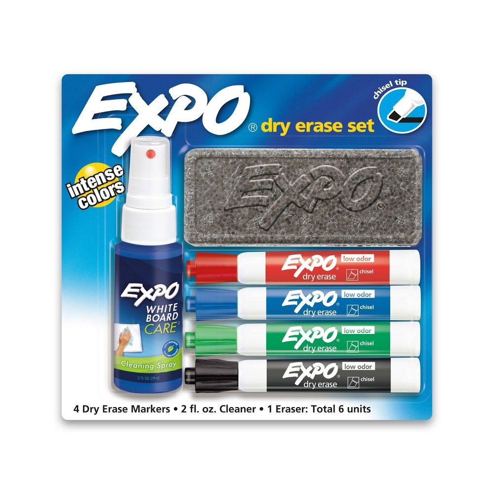 Expo 6pk Dry Erase Marker Starter Set with Eraser & Cleaner