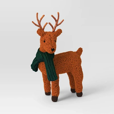 Fabric Reindeer with Green Scarf Christmas Figurine - Wondershop