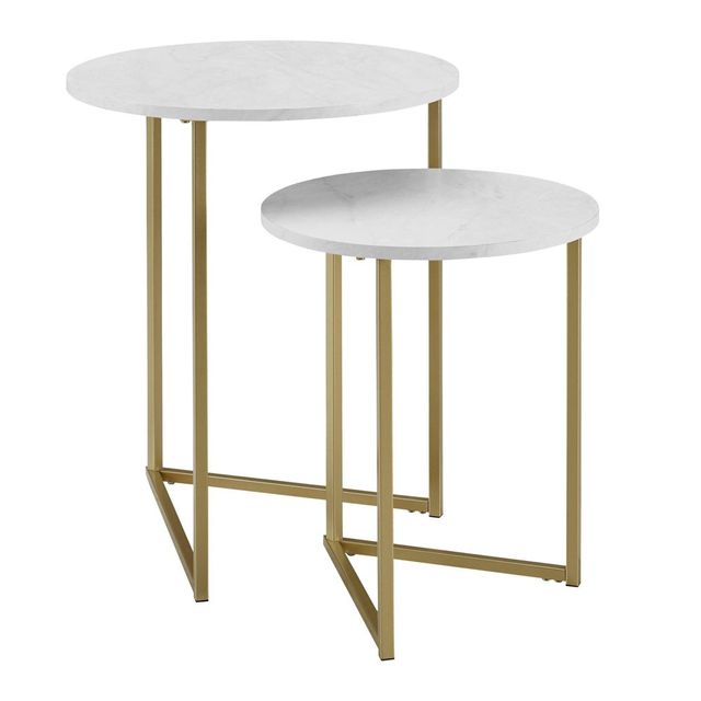 2pc Glam V Leg Nesting Side Tables  - Saracina Home