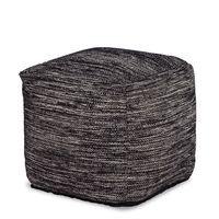 Omari Square Handwoven Pouf Black/Ivory - Steve Silver Co.: Wool Upholstery, No Assembly Required