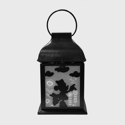 Disney 8.3 Minnie Mouse Solar Metal Outdoor Lantern Black: PVC Construction, White Light, No Battery Needed