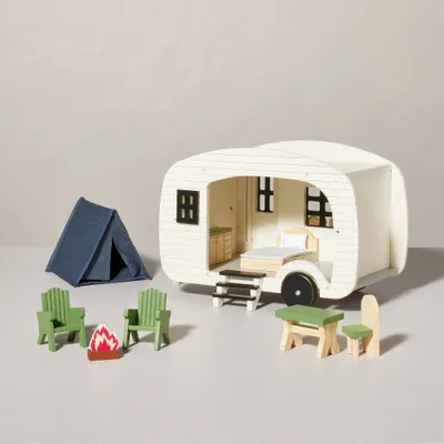 Toy Doll Camper with Accessories - Hearth & Hand with Magnolia: Polyester and Wood, Fits 1 Inch Dolls, Spot Clean