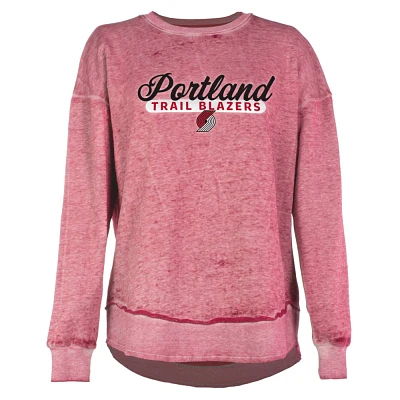 NBA Portland Trail Blazers Womens Burnout Crew Neck Fleece Sweatshirt