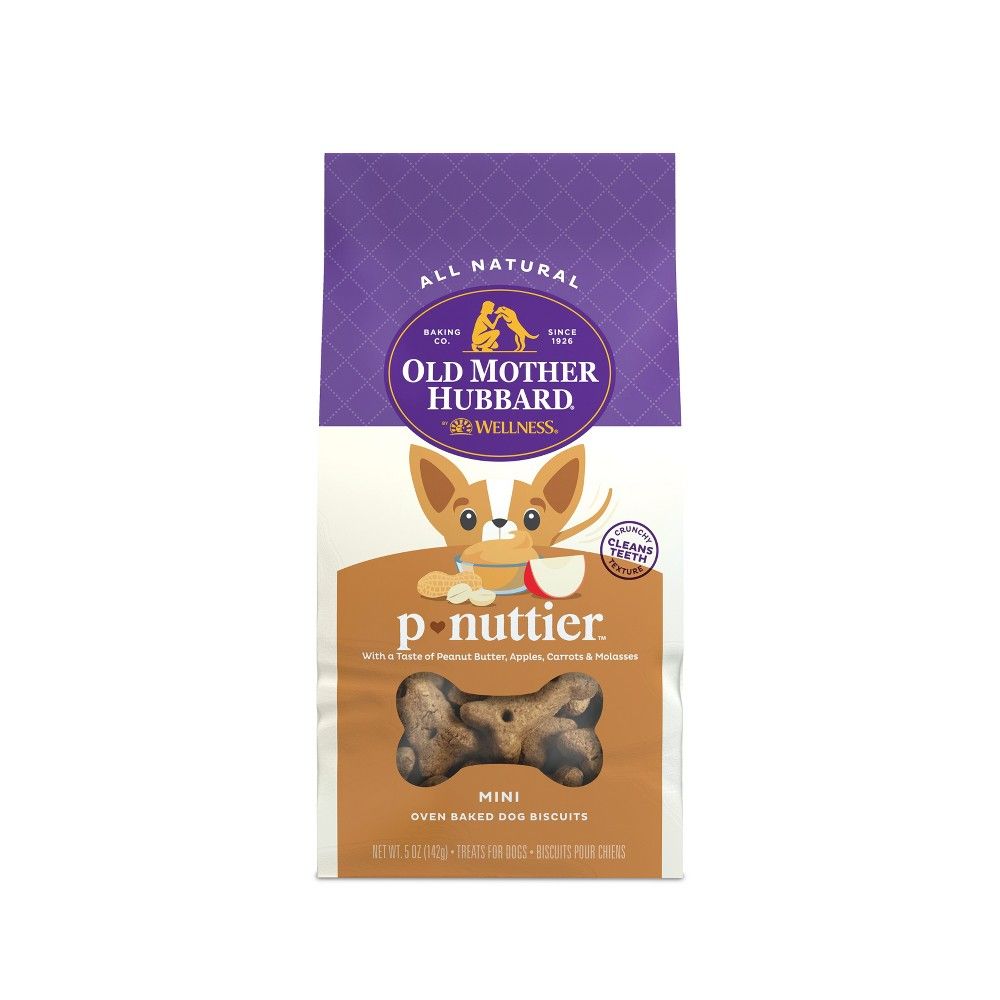 Old Mother Hubbard by Wellness Classic Crunchy P-Nuttier Biscuits Mini Oven Baked with Carrot, Apple and Chicken Flavor Dog Treats